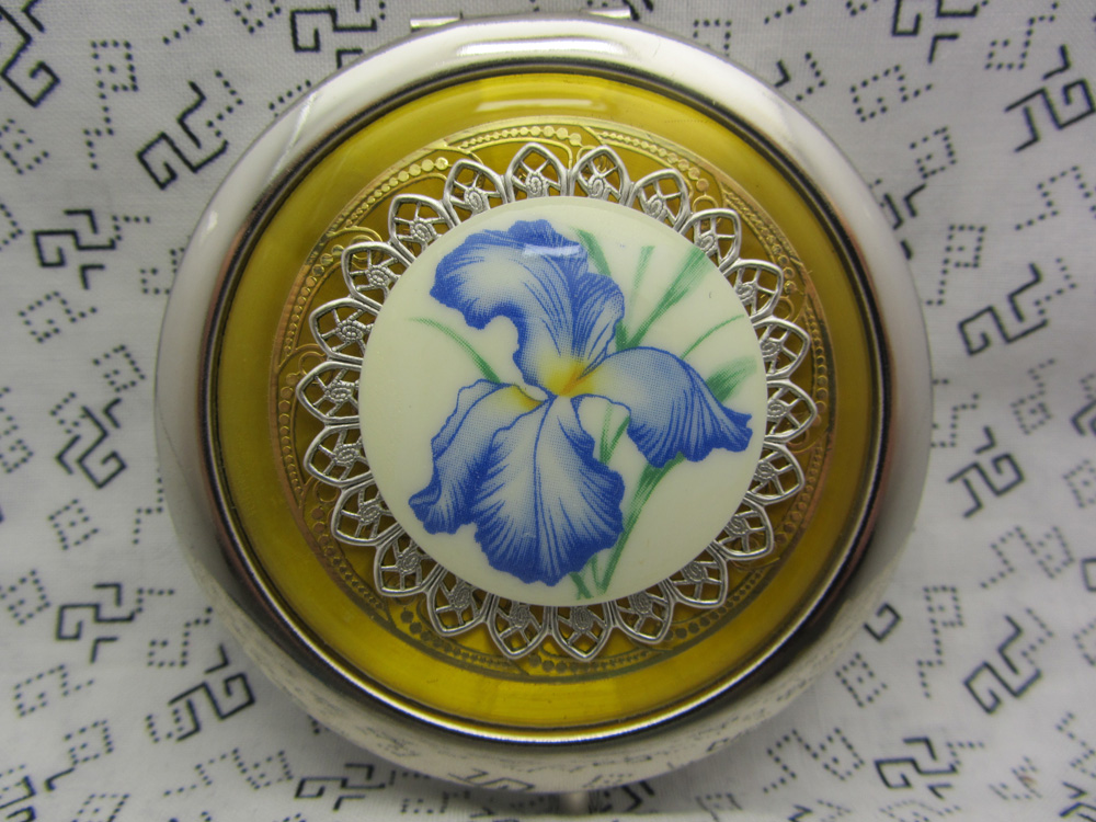 Bridesmaid Gift Compact Mirror Blue Iris