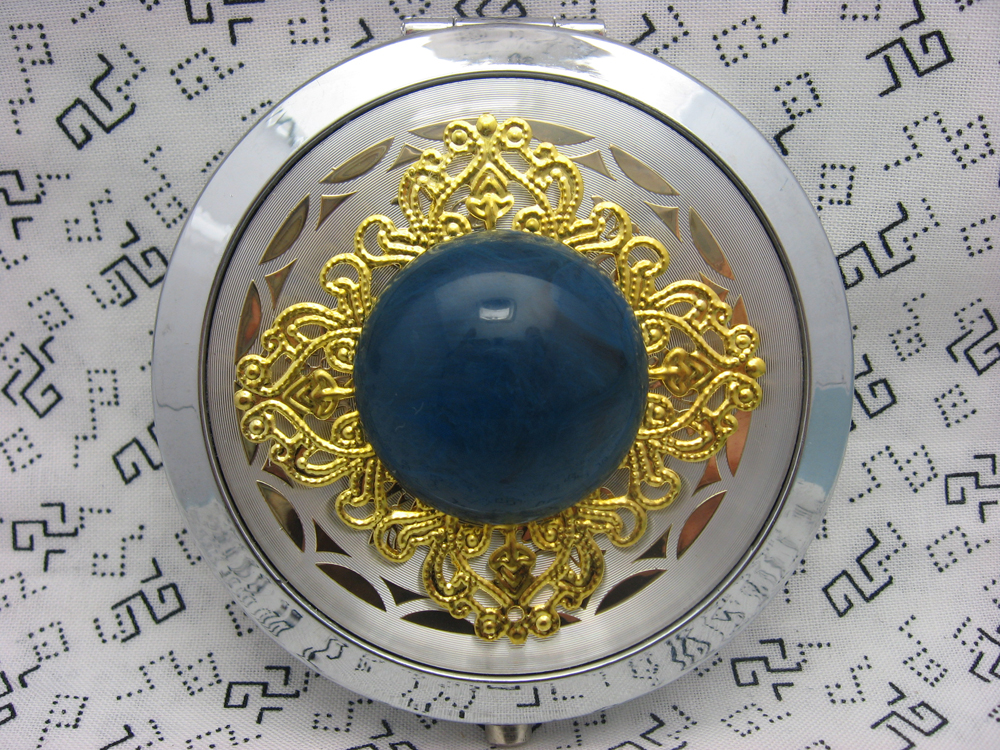 Compact Mirror Silver And Blue